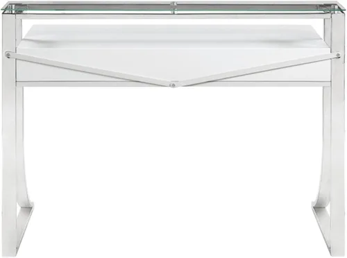 Vista 7 de Coaster Fine Furniture Gemma - Escritorio con 2 cajones, color blanco brillante y cromado