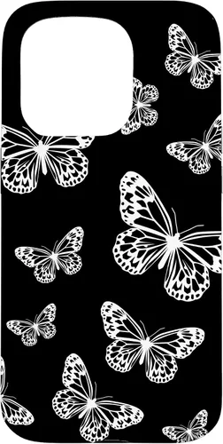 Vista 14 de Cute White Butterflies Black Background Case for iPhone 17