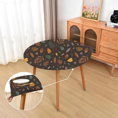 Vista 84 de Mantel ajustado blanco con elástico para mesas plegables de 48x48 pulgadas, manteles lavables y elásticos de elastano para mesas de cartas, manteles