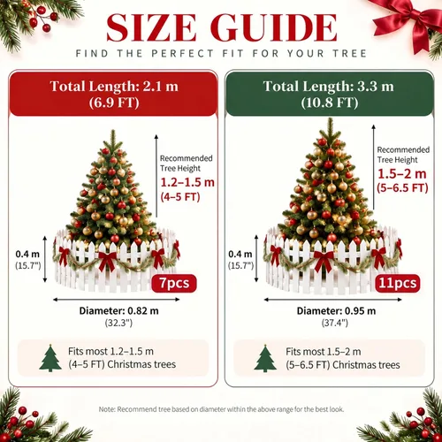 Vista 3 de Thyle 20 piezas de valla de árbol de Navidad de 16 pulgadas con luces Rojo