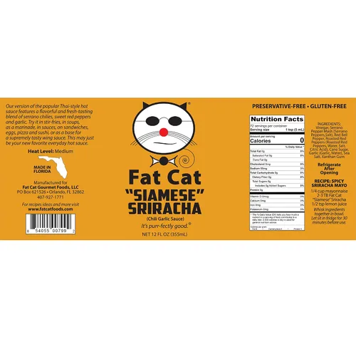 Vista 6 de Fat Cat Gourmet - Sriracha - Paquete de 2 variedades de salsa picante natural, atrevido y picante, sin conservantes, vegano, sin gluten, vegano