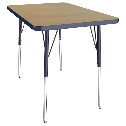 Vista 220 de FDP - Mesa rectangular para actividades escolares y de oficina (24 x 36 pulgadas), patas estándar con deslizadores giratorios, altura ajustable
