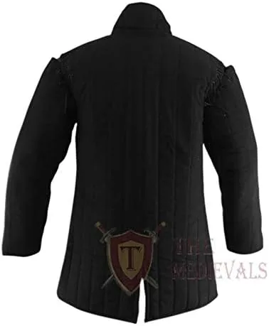 Vista 5 de Abrigo grueso acolchado Gambeson Aketon chaqueta armadura, negro