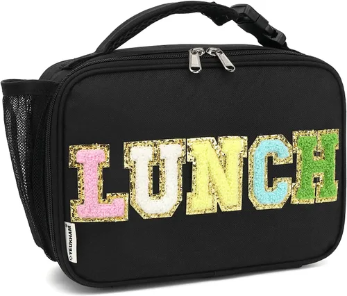 Vista 21 de Flowfly - Lonchera para niños, bolsa escolar aislada duradera con correa de hombro y soporte para botellas, minihielera térmica resistente al agua