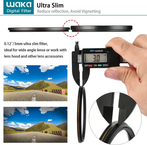 Vista 5 de waka Filtro UV MC de 2.283 in – Ultra Delgado 16 capas Multi Recubierto Ultravioleta Filtro de lente de protección para Canon Nikon Sony DSLR lente