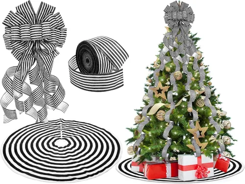 Vista 9 de Zomiboo Juego de decoración para árbol de Navidad incluye lazo de Navidad con bastón de caramelo, arco decorativo de 31.5 pulgadas, rojo y blanco