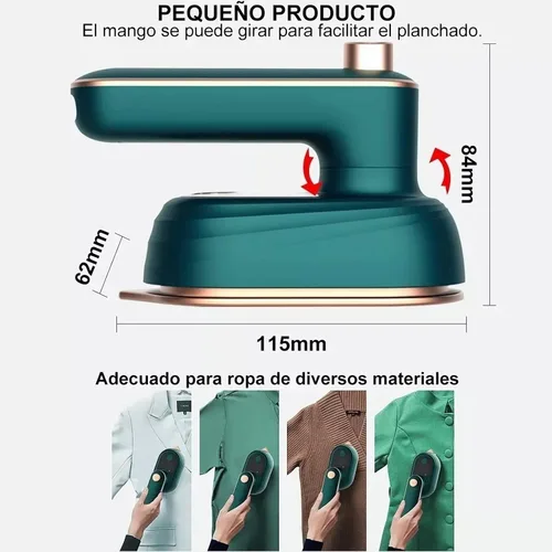 Vista 6 de Mini máquina de planchar portátil, mini plancha de vapor con mango giratorio 2 en 1, plancha de vapor para ropa, plancha de vapor micro