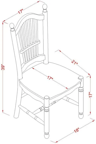 Vista 6 de East West Furniture ANDO3-BCH-W Juego de mesa de comedor de 3 piezas contiene una mesa redonda de madera con pedestal y 2 sillas de comedor