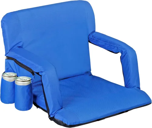 Vista 14 de Nova Microdermabrasion Asiento de estadio de 20.5 pulgadas / 25 pulgadas de ancho para gradas con soporte de espalda, cojín acolchado portátil Negro