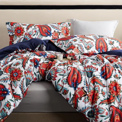 Vista 4 de Ikawaapurry Juego de edredón floral tamaño Queen para cama Queen, juego de ropa de cama bohemio de granja, esponjoso, ligero, flores, plantas