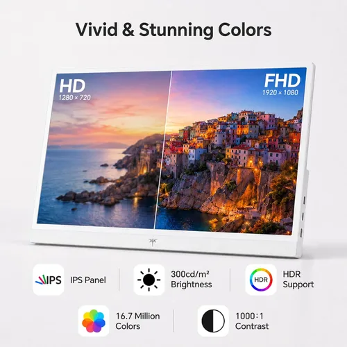 Vista 4 de KTC Portable Monitor 15.6 Inch, 1080P FHD USB-C HDMI Laptop Screen for Laptop Phone Mac PS5 Xbox Switch, IPS HDR Travel Second Screen Monitor