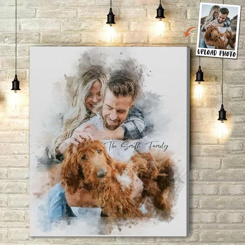 Vista 3 de Gossby Lienzo de retrato personalizado para parejas de la foto, regalo personalizado para marido, esposa, novio, novia, cumpleaños, aniversario