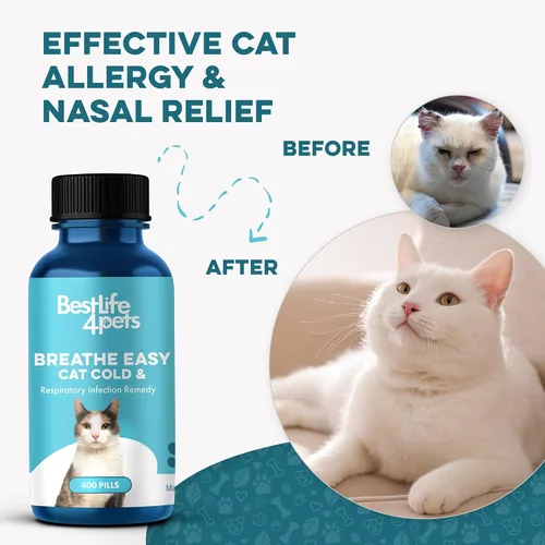 Vista 4 de Suplemento Natural para el Confort Respiratorio de Gatos - Apoyo Respiratorio Felino Breathe Easy para Todas las Estaciones, Tos, Congestión Nasal