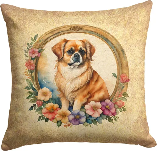Vista 94 de Caroline's Treasures DAC2072PW1414 Affenpinscher and Flowers - Almohada decorativa de tela, lavable a máquina, para interiores y exteriores