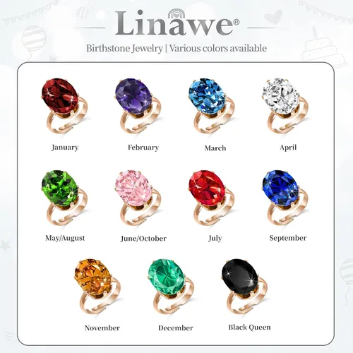 Vista 6 de Linawe Cubic Zirconia Imitation Diamond Moissanite Rings for Women, 14K GoldRose GoldSilver Adjustable Chunky Ring, Costume Rhinestone Jewelry for