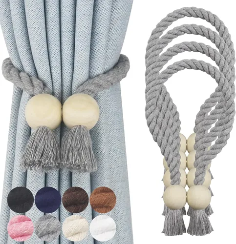 Vista 18 de Alzapaños magnéticos para cortinas, alzapaños decorativos Nieffeiy Beige