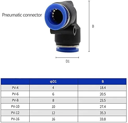 Vista 2 de Empuje para conectar accesorios, 10 piezas de conector rápido de línea de aire, kit de accesorios neumáticos de plástico de liberación rápida