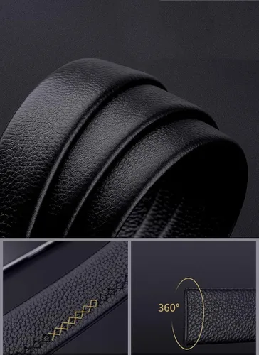 Vista 4 de VANNANBA Leather ratchet Belts for Men Automatic Buckle Casual Work Dress Belt with Gift Box