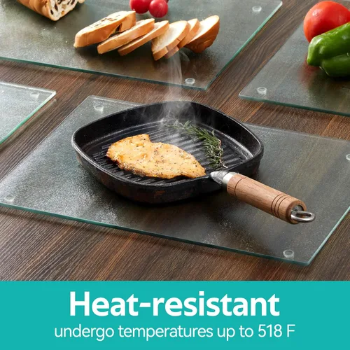Vista 6 de Murrey Home Tabla de cortar de vidrio para encimera de cocina, tablas de cortar de vidrio templado aptas para lavavajillas, pequeña bandeja Suave