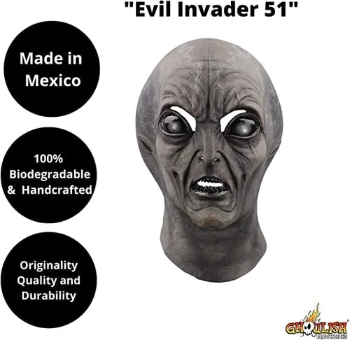 Vista 2 de Ghoulish Productions Máscara de látex Evil Invader 51 Halloween