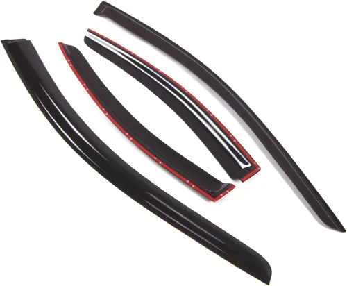 Vista 2 de Visor de ventana compatible con Volvo S60 2001-2011, DGWV2-486, deflector de montaje exterior, protector de lluvia, humo oscuro, juego de 4 piezas