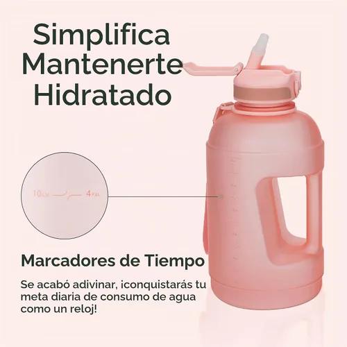 Vista 7 de Hydracy Botella de agua motivacional con marcador de tiempo y tapa con Oro Rosa