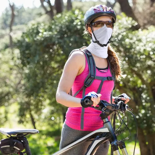 Vista 6 de Polaina para el cuello con protección solar y contra el polvo, transpirable, elástica, para el verano, ciclismo, senderismo, pesca