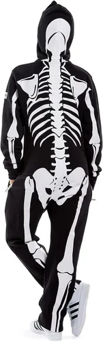 Vista 3 de Tipsy Elves - Disfraz de esqueleto de Halloween para mujer con estampado de espalda disfraz de esqueleto