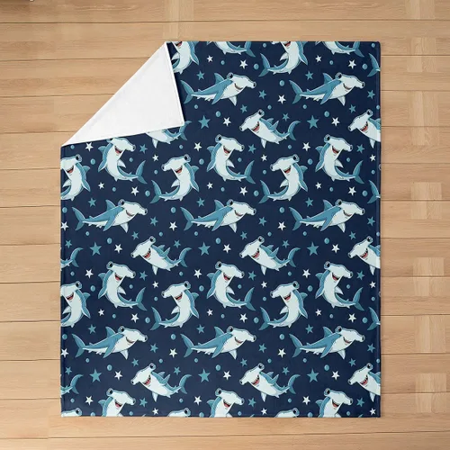 Vista 2 de Erosebridal Hammerhead Shark Flannel Blanket 40x50 Marine Life Fuzzy Plush Throw for Sofa Couch Hammerhead Shark Lover Gifts Ocean Sealife Fleece