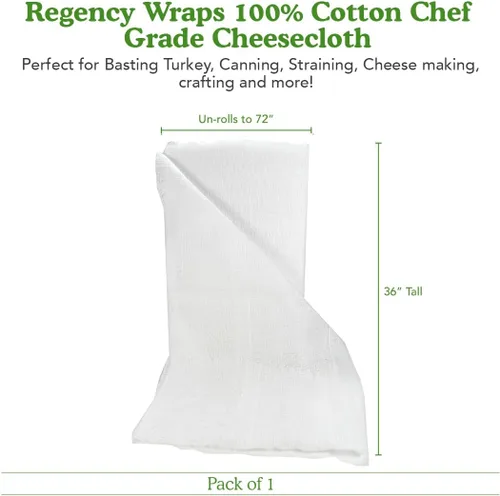 Vista 7 de Regency Wraps Paño de queso 100 % algodón de grado chef, 36 x 72 pulgadas (2 yardas), sin blanqueador ni tinte, seguro para alimentos para cocinar