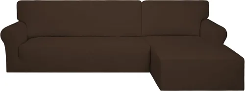 Vista 11 de PureFit - Fundas superelásticas para sofá modular en L, 2 fundas de elastano antideslizantes con borde elástico, ideal para niños y mascotas