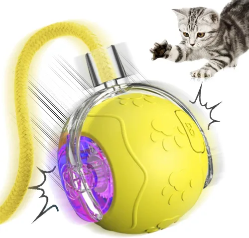 Vista 7 de Pelota de juguete interactiva para gatos, juguetes para gatos de interior, juguetes interactivos inteligentes autoenrollables para perros, bolas
