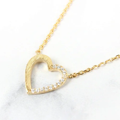 Vista 4 de RIAH FASHION Delicado collar romántico con dije mínimo, delicado corazón de cadena, mensaje de amor, novia, regalo de joyería para el día