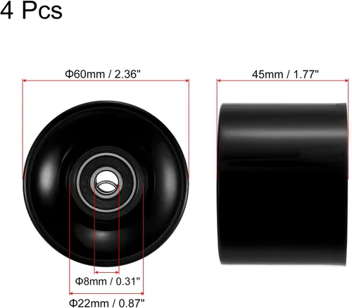 Vista 2 de PATIKIL Longboard Ruedas con Rodamientos ABEC-9, Street Wheels para Skateboards Cruiser Wheel Reemplazo