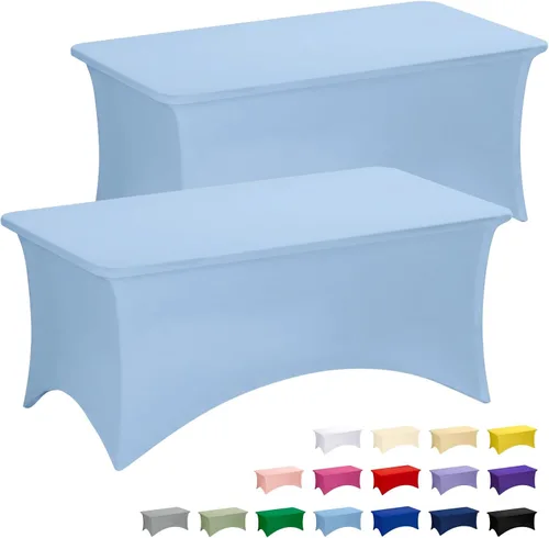 Vista 21 de Fixwal Paquete de 6 Manteles de Mesa Rectangulares, Cubierta de Mesa de 6 Pies, Mantel Blanco Rectangular Ajustado Elástico Rectangular, Cubierta