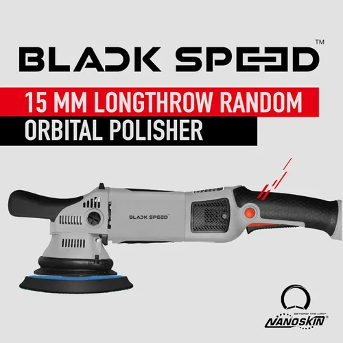 Vista 3 de Nanoskin Black Speed 15mm Long-Throw Random Orbital Polisher - 750W, 7.5-Amp Motor, BOSCH™ Bearing Construction, Vented Flexible Backing Plate For
