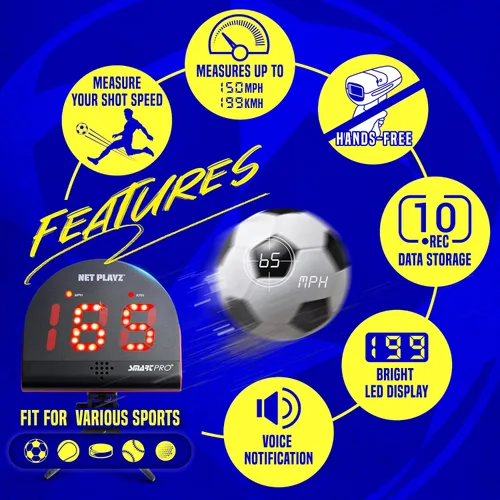 Vista 4 de Soccer Gifts Speed Radar - Medición de velocidad de disparo-detección de potencia, sensores de pistola de radar deportiva (manos libres) Ayudas