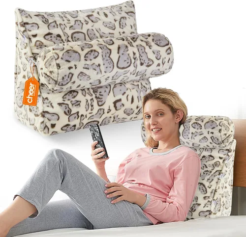 Vista 9 de Cheer Collection Almohada de cuña de lectura, almohada de TV con almohada ajustable, soporte de espalda de espuma viscoelástica para sofá y cama