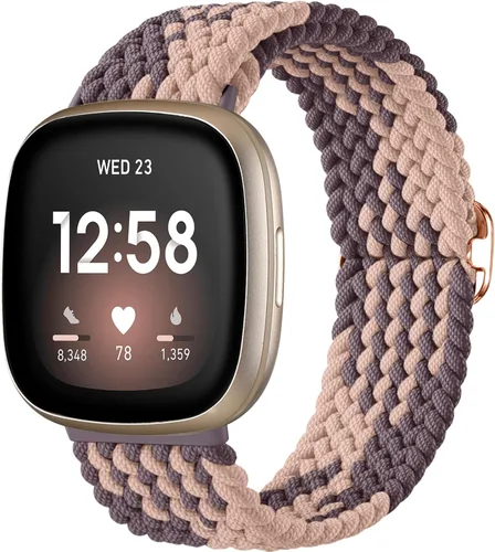 Vista 17 de Maledan Banda elástica trenzada compatible con Fitbit Sense/Versa 3/4 y Sense 2, correa elástica suave para reloj inteligente, accesorio