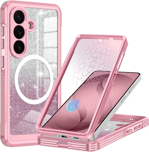 Vista 25 de Hekodonk Funda magnética para Galaxy A17 5G, [compatible con Magsafe] [Protector de pantalla de vidrio templado integrado] [tarjeta con purpurina]