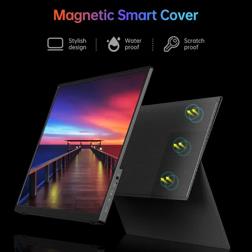 Vista 2 de VILVA - Monitor portátil de 14 pulgadas FHD 1920 * 1200P USB C HDMI ultra delgado IPS con cubierta inteligente y altavoces, HDR plug & play, monitor