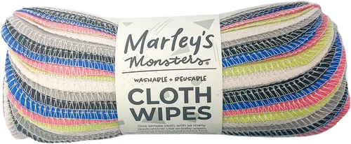 Vista 16 de Marley's Monsters Toallitas de tela reutilizables, paquete de 24 unidades, lavables, de algodón, sin papel (Ártico)