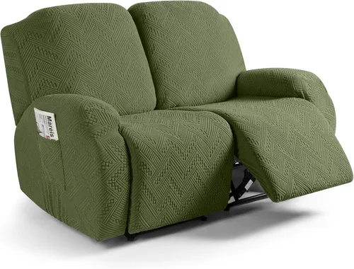 Vista 46 de Ruaozz - Fundas para sillas reclinables, funda elástica suave, color verde Funda reclinable de 1 plaza, fundas lavables para sillas de 3 piezas
