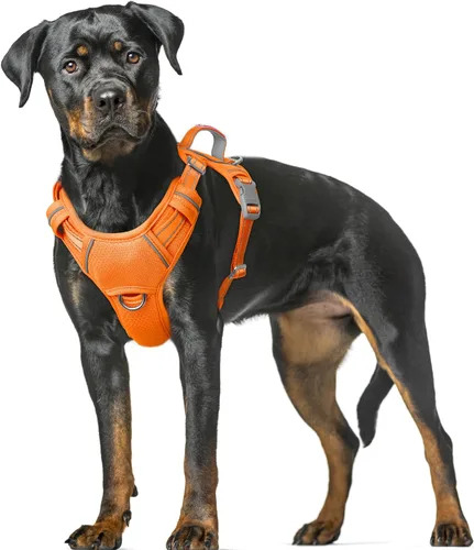 Vista 19 de BARKBAY Arnés para Perro Sin Tirones Talla Grande Arnés Reflectante para Perro con Clip Frontal y Asa de Control Fácil para Caminar Entrenar Correr