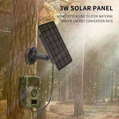Vista 2 de Panel solar de cámara de rastro de 3 W, con batería de litio recargable de 5000 mAh, kit de cargador de batería solar para cámaras de juego de caza