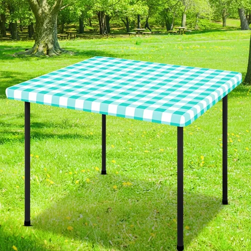 Vista 50 de Smiry Mantel cuadrado de pícnic, manteles de vinilo elásticos impermeables, fundas de mesa de lana cuadriculada con parte trasera de franela