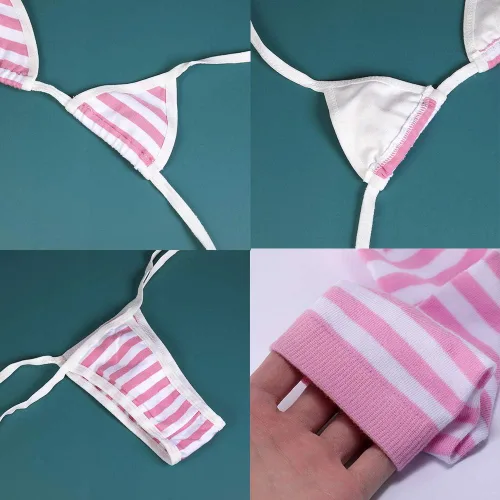 Vista 3 de Cute Sexy Anime Lingerie Bra and Panty Set Lolita Cosplay Micro Underwear Suit Kawaii for Women