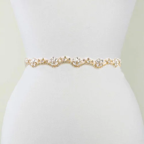 Vista 4 de Yanstar - Cinturón de novia hecho a mano con diamantes de imitación para vestido de dama de honor