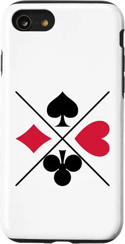 Vista 18 de Funda para iPhone 16 Poker Card Game Symbols Spades Check Cross Heart Games Cards Case