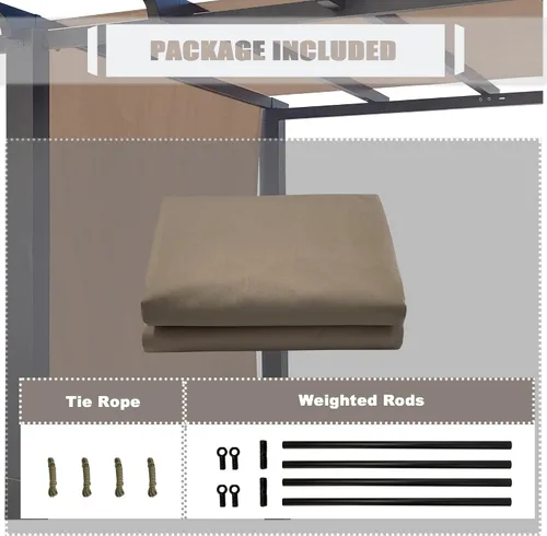 Vista 7 de Alion Home Toldo universal impermeable para pérgola – Toldo de repuesto para pérgola – Cubierta de sombra ajustable para exteriores con varillas